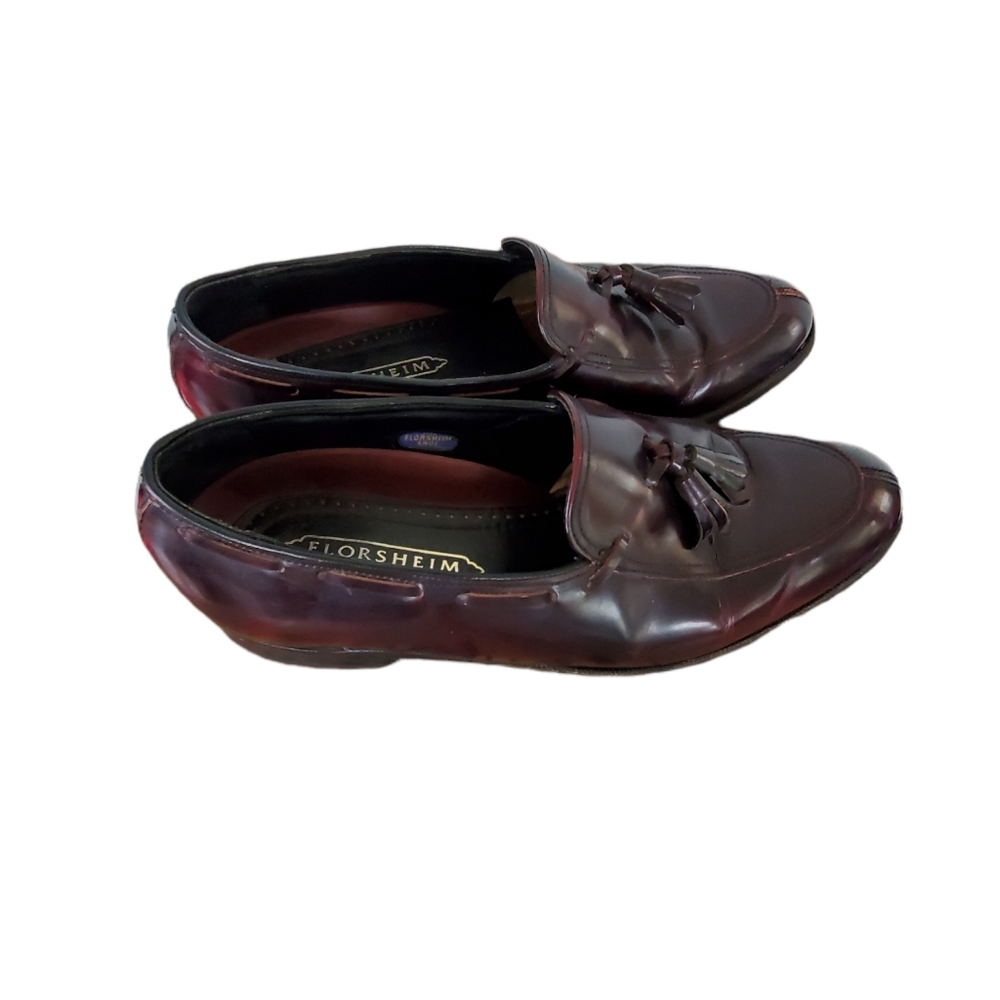 Florsheim Men's 8D Leather Tassel Wing Tip Almond Toe Dress Shoes - Picture 3 of 13